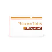Rifagut 400 Mg Tablet Box/Carton showing the Front face