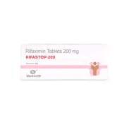 Rifastop 200 Mg Tablet Box/Carton showing the Front face