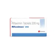 Rifaximax 200 Mg Tablet Box/Carton showing the Front face.