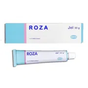 Roza Gel 30 gm Box/Carton + Tube showing the Front face.