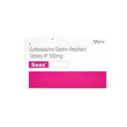 Saaz 500 Mg Tablet Box/Carton showing the Front face
