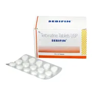 Sebifin 250 Mg Box/Carton + Blister Pack showing the Front/Back face.