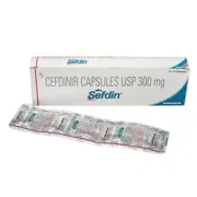 Sefdin 300 Mg Box/Carton + Blister Pack showing the Front face.