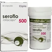 Seroflo Multi Haler 50 Mcg+500 Mcg Box/Carton + Bottle showing the Front face.
