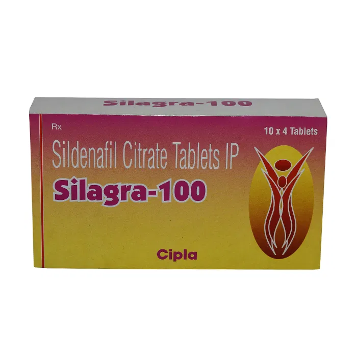 Silagra 100 Mg Box/Carton showing the Front face.