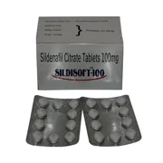 Sildisoft 100 Mg Box/Carton + Blister Pack showing the Front face.