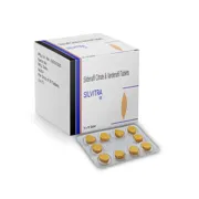 Silvitra 120 Mg Box/Carton + Blister Pack showing the Front face.