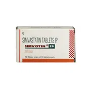 Simvotin 20 Mg Box/Carton + Blister Pack showing the Front face.