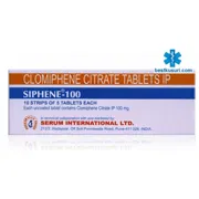 Siphene 100 Mg Box/Carton showing the Front face.