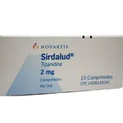 Sirdalud 2 Mg Box/Carton showing the Front face.