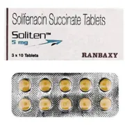 Soliten 5 Mg Tablet Box/Carton + Blister Pack showing the Front/Back face.