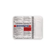 Sporidex 500 Capsule Blister Pack showing the Back face.