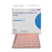 Stamlo 5 Mg Tablet Box/Carton + Blister Pack showing the Front face.