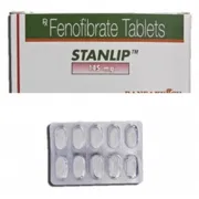 Stanlip 145 Mg Tablet Box/Carton + Blister Pack showing the Front and Back face.