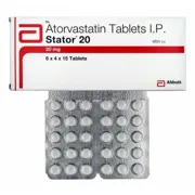 Stator 20 Tablet Box/Carton + Blister Pack showing the Front face.