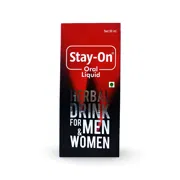 Stay On Oral Liquid Box/Carton showing the Front face.