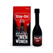 Stay On Oral Liquid Box/Carton + Bottle showing the Front face.