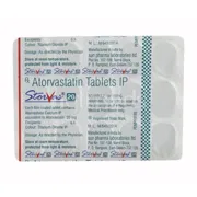 Storvas 20 Tablet Blister Pack showing the Back face.