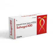 Suhagra 100 Mg Box/Carton showing the Front face.