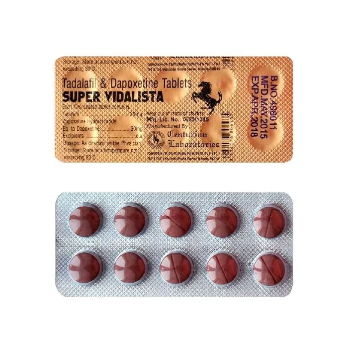 Super Vidalista Blister Pack showing the Front and Back face.