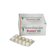 Susten 200 Mg Box/Carton + Blister Pack showing the Front face.