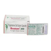 Susten 200 Mg Box/Carton + Blister Pack showing the Front face.