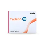 Tadaflo 10 Mg Tablet Box/Carton showing the Front face.