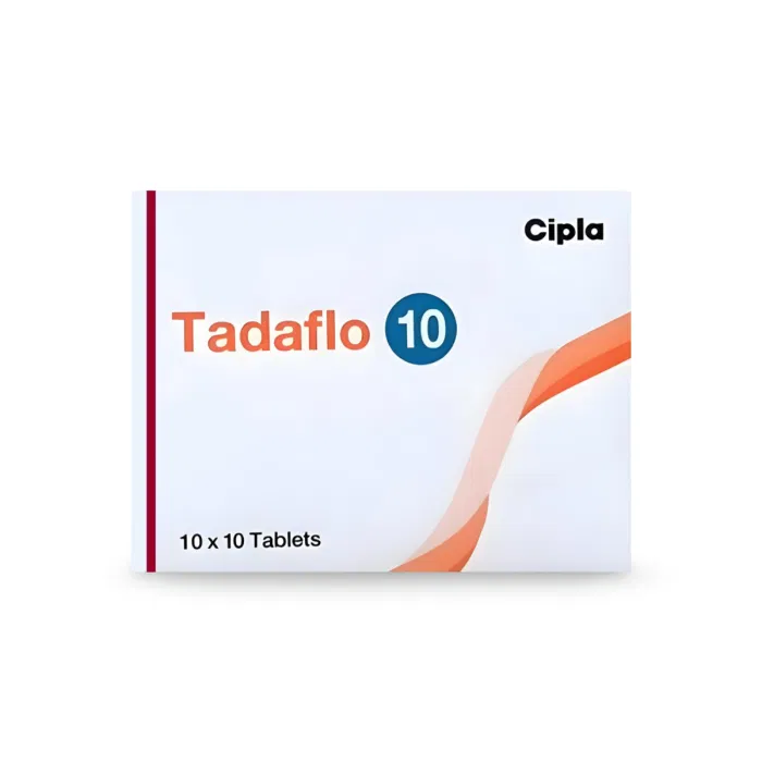 Tadaflo 10 Mg Tablet Box/Carton showing the Front face.