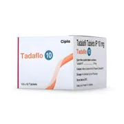 Tadaflo 10 Mg Tablet Box/Carton showing the Front face.