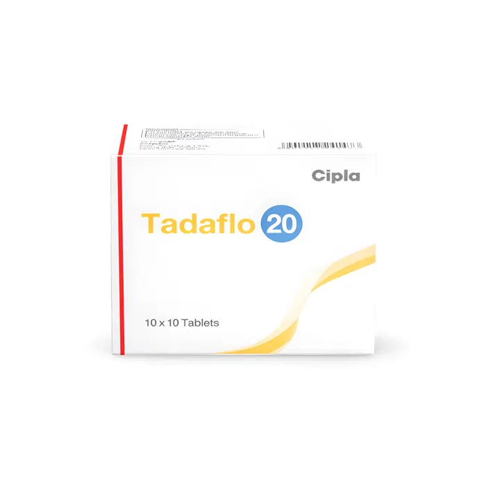 Tadaflo 20 Mg Tablet Box/Carton showing the Front face