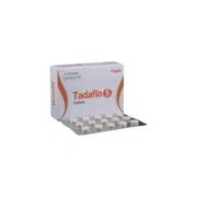 Tadaflo 5 Tablet Box/Carton + Blister Pack showing the Front face.