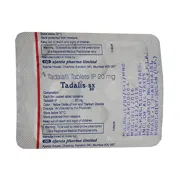 Tadalis-sx 20 Mg Blister Pack showing the Back face.