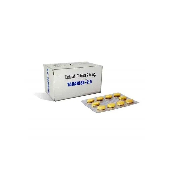 Tadarise 2.5 Mg Box/Carton + Blister Pack showing the Front face.