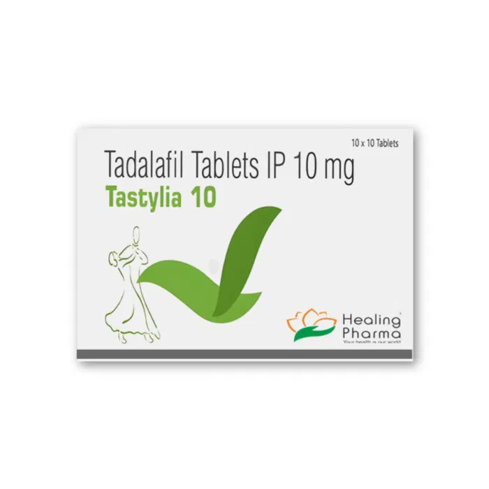 Tastylia 10 Mg Box/Carton showing the Front face.