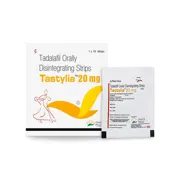 Tastylia 20 Mg Box/Carton + Strip showing the Front face.