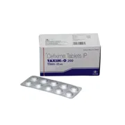 Taxim O 200 Mg Box/Carton + Blister Pack showing the Front face.