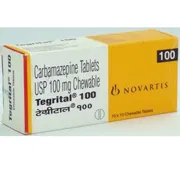 Tegrital Chewable Tablets 100 Mg Box/Carton showing the Front face.