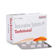 Terbitotal Tablet Box/Carton + Blister Pack showing the Front face.