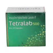 Tetralab 500 Mg Capsule Box/Carton showing the Front face.