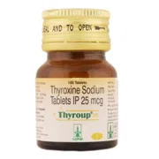Thyroup 25 Tablet Bottle showing the Front face.