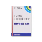 Thyrox 200 Tablet Box/Carton showing the Front face.