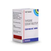 Thyrox 200 Tablet Box/Carton showing the Front face.