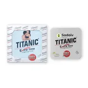 Titanic Extra Time Capsule Box/Carton + Sachet showing the Front face.