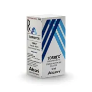 Tobrex 5 ml Box/Carton showing the Front face.