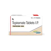 Topicon 100 Mg Tablet Box/Carton showing the Front face