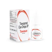 Travosun Eye Drop Box + Eye Drops Bottle Showing the Front face