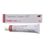 Tretin 0.05% Cream Box/Carton + Tube showing the Front face.
