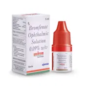 Unibrom eye drops 5ml Box/Carton + Eye Drops Bottle showing the Front face.