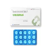 Urispas 200 Mg Tablet Box/Carton + Blister Pack showing the Front face.