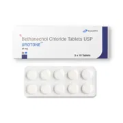 Urotone 25 Mg Tablet Box/Carton + Blister Pack showing the Front face.